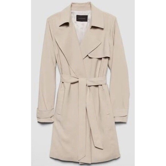 Banana Republic Soft Trench Coat SZ M oxford tan NWT - Picture 4 of 13